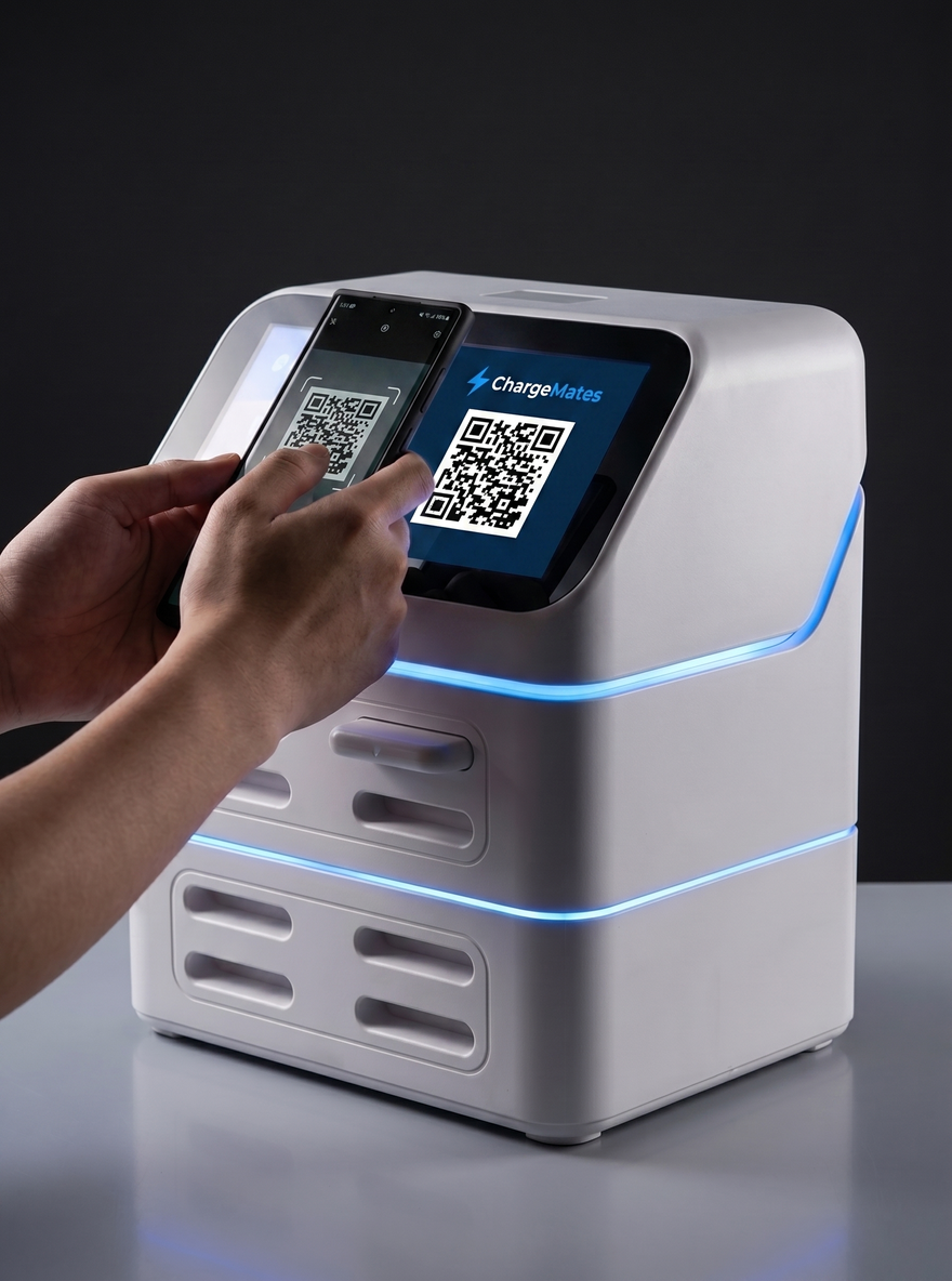 Person scannt QR-Code an einer ChargeMate-Station